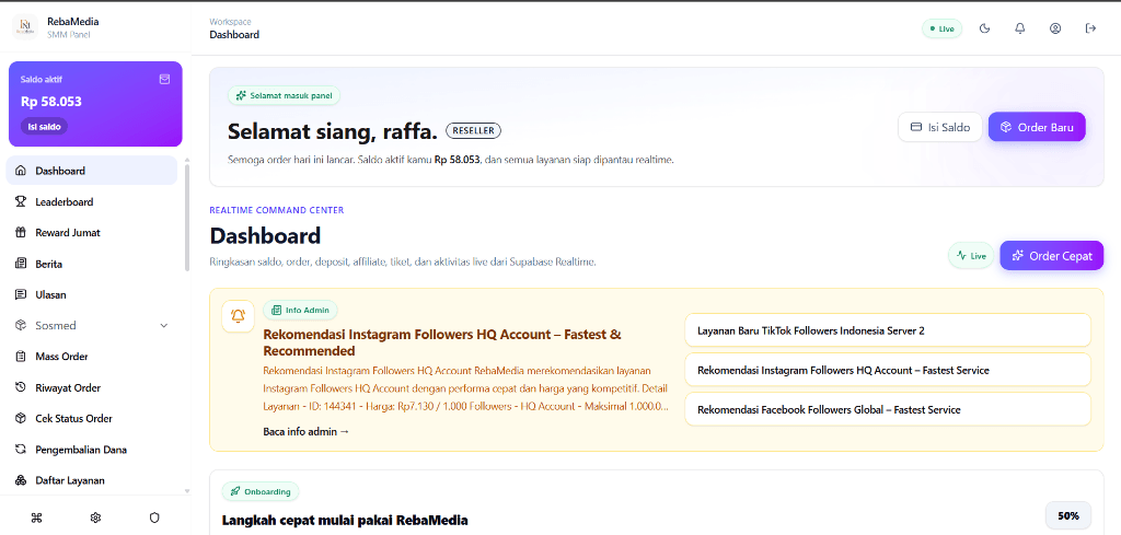 RebaMedia - RebaMedia Full Stack SMM Web App